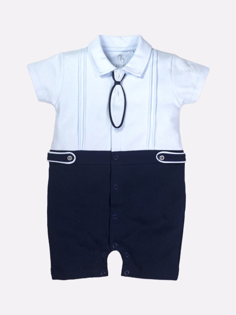 

BABY GO Boys Navy Blue Solid Pure Cotton Rompers