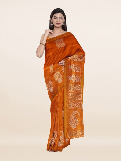 

Pothys Mustard & White Ethnic Motifs Cotton Blend Zari Saree