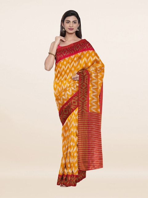 

Pothys Yellow & Red Geometric Print Cotton Blend Saree