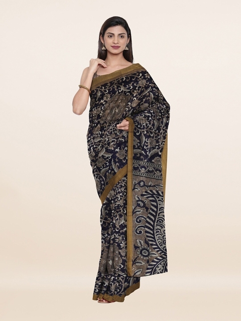 

Pothys Blue & Brown Floral Zari Saree