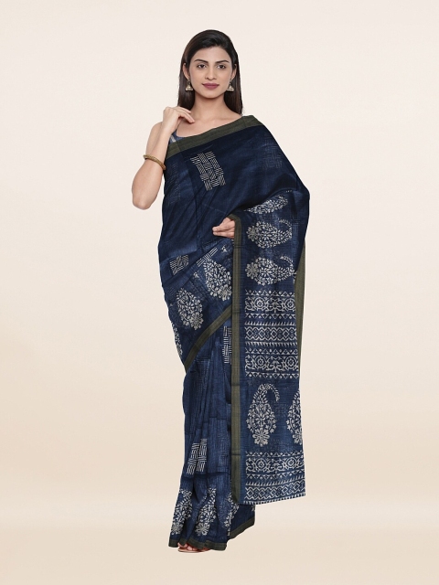 

Pothys Blue & White Ethnic Motifs Zari Saree