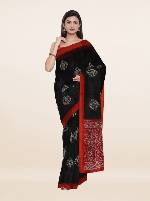 

Pothys Black & Maroon Floral Saree
