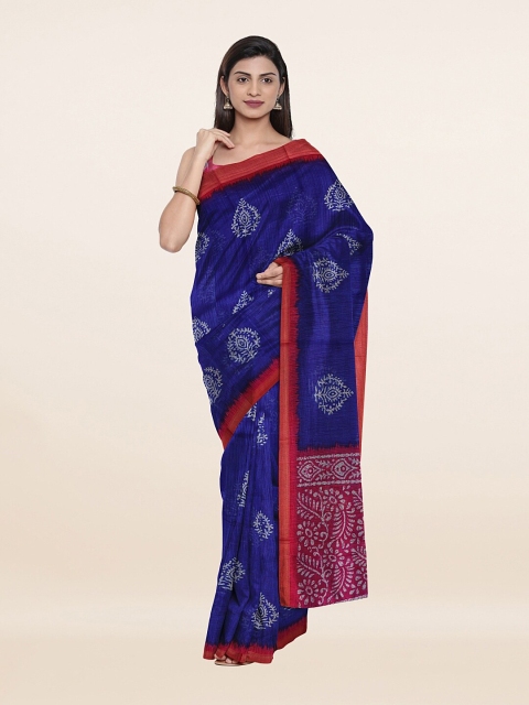 

Pothys Blue & Pink Ethnic Motifs Zari Saree