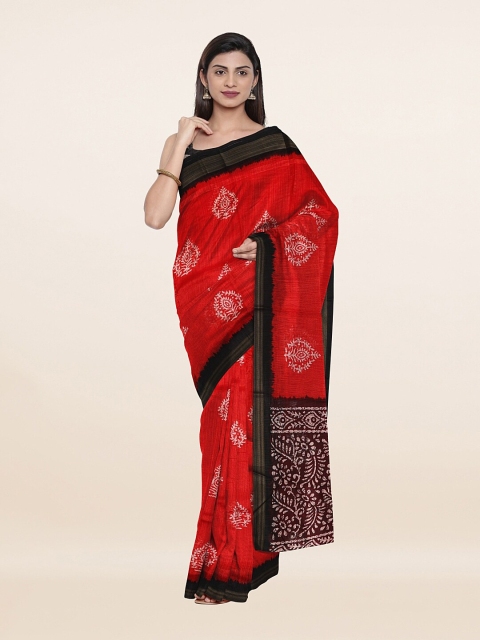 

Pothys Women Red & Brown Ethnic Motifs Saree