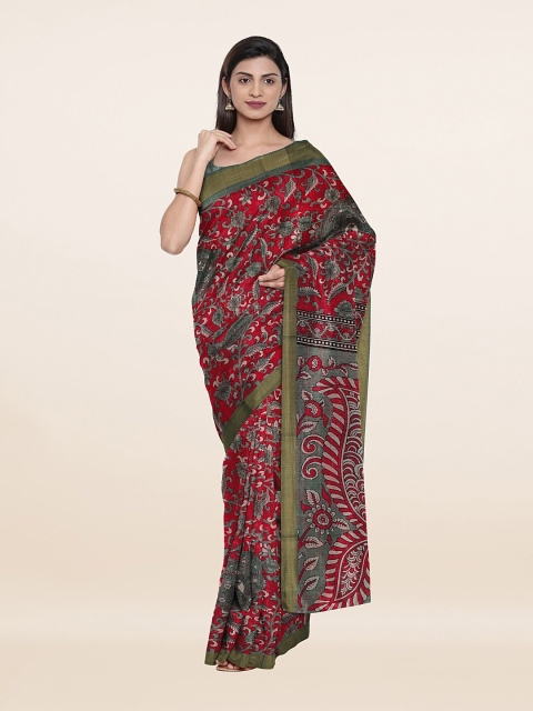 

Pothys Pink & Green Printed Kalamkari Zari Saree