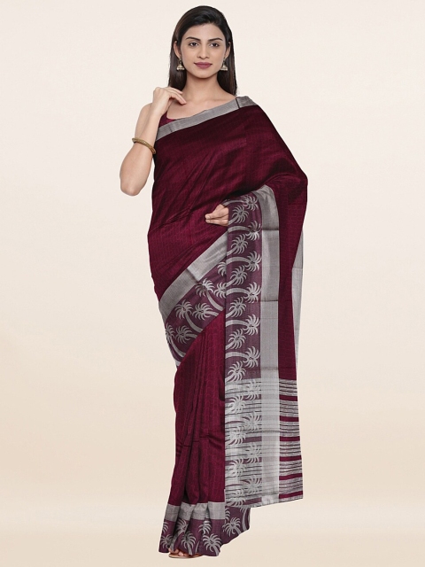 

Pothys Purple & Silver-Toned Woven Design Saree