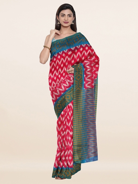 

Pothys Pink & Blue Geometric Printed Cotton Blend Saree