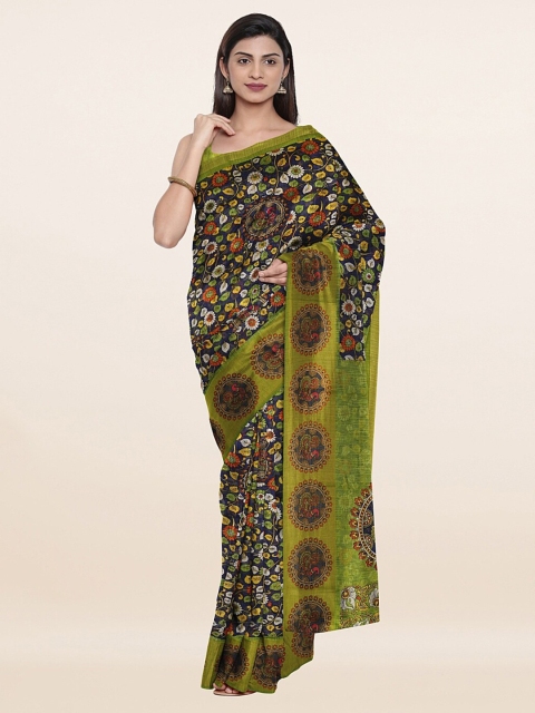 

Pothys Blue & Green Kalamkari Zari Saree