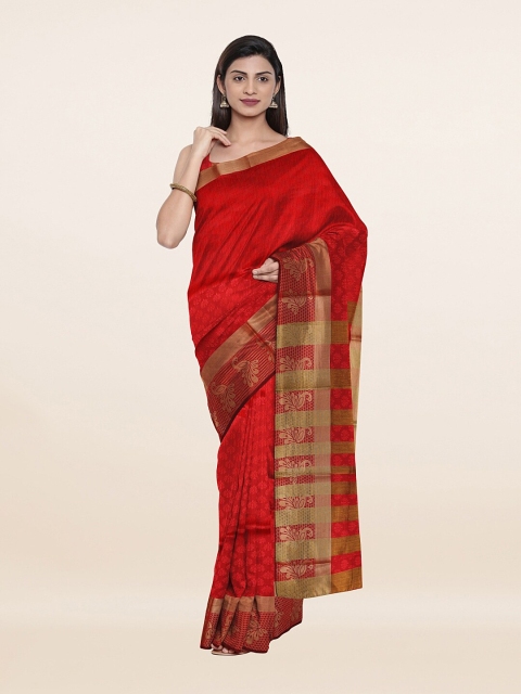 

Pothys Red & Gold-Toned Printed Woven Design Zari Saree