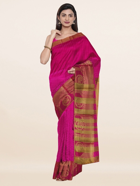 

Pothys Pink & Gold-Toned Woven Design Zari Saree with Unstitched Blouse Piece
