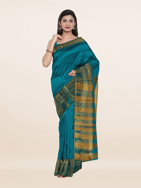

Pothys Green & Gold-Toned Woven Design Zari Saree