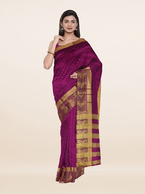 

Pothys Violet & Gold-Toned Woven Design Saree