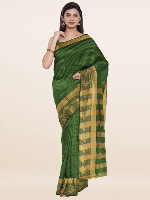 

Pothys Green & Gold-Toned Ethnic Motifs Zari Saree