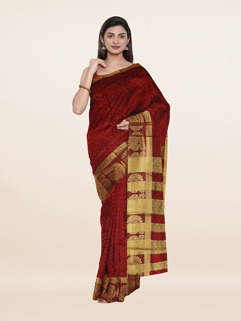 

Pothys Women Maroon & Gold-Toned Woven Design Saree
