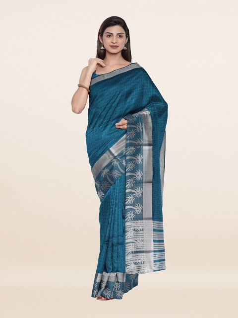 

Pothys Blue Zari Geometric Print Zari Saree
