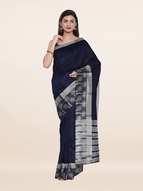 

Pothys Blue & Silver-Toned Woven Design Saree