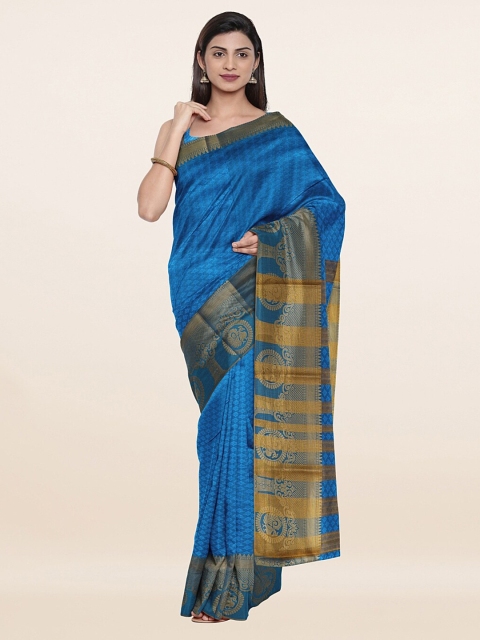 

Pothys Blue & Gold-Toned Ethnic Motifs Saree