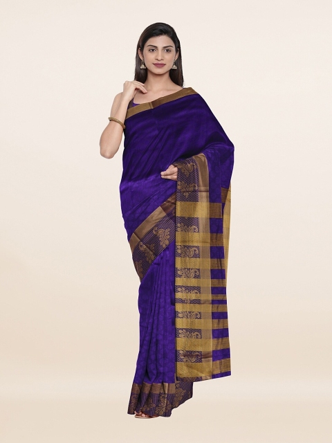 

Pothys Violet & Gold-Toned Ethnic Motifs Zari Saree