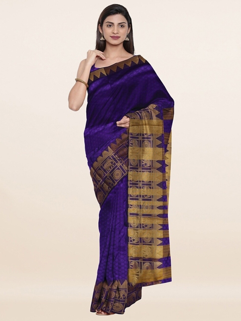 

Pothys Violet & Gold-Toned Printed Woven Design Saree