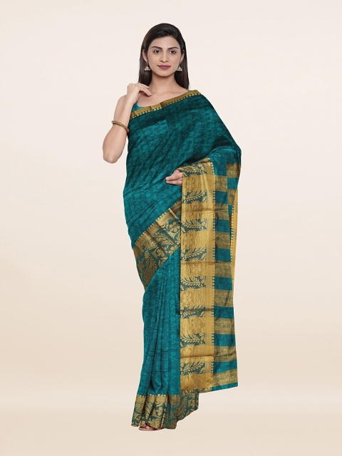 

Pothys Green & Gold-Toned Woven Design Zari Saree with Unstitched Blouse Piece
