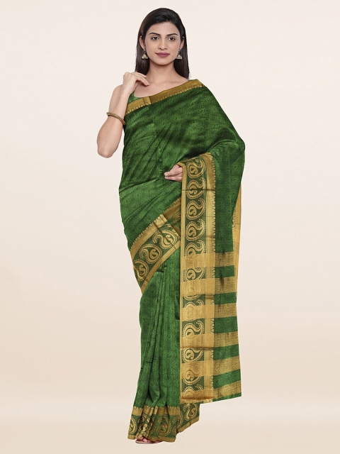 

Pothys Green & Gold-Toned Paisley Zari Saree