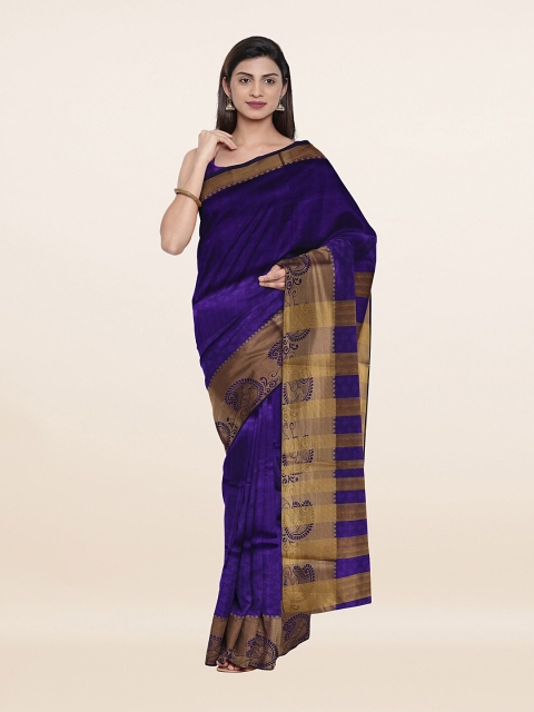 

Pothys Violet & Brown Woven Design Zari Cotton Blend Saree