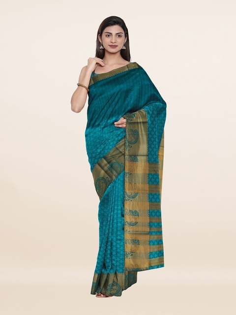 

Pothys Blue & Gold-Toned Woven Design Saree