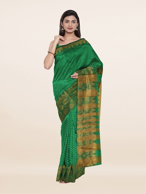 

Pothys Green & Gold-Toned Ethnic Motifs Zari Saree