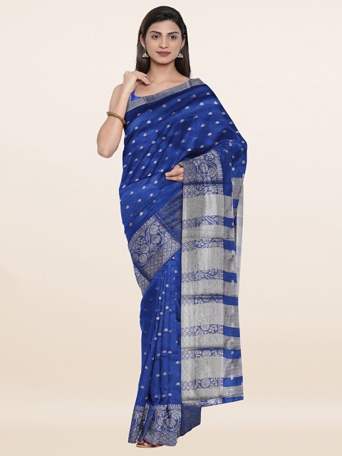 

Pothys Blue & Silver-Toned Woven Design Saree