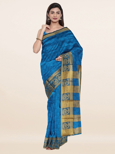 

Pothys Blue & Gold-Toned Woven Design Zari Saree