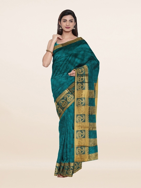 

Pothys Green & Gold-Toned Woven Design Zari Saree