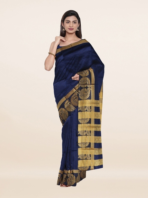 

Pothys Blue & Gold-Toned Woven Design Zari Saree