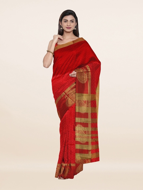 

Pothys Red & Gold-Toned Woven Design Zari Saree