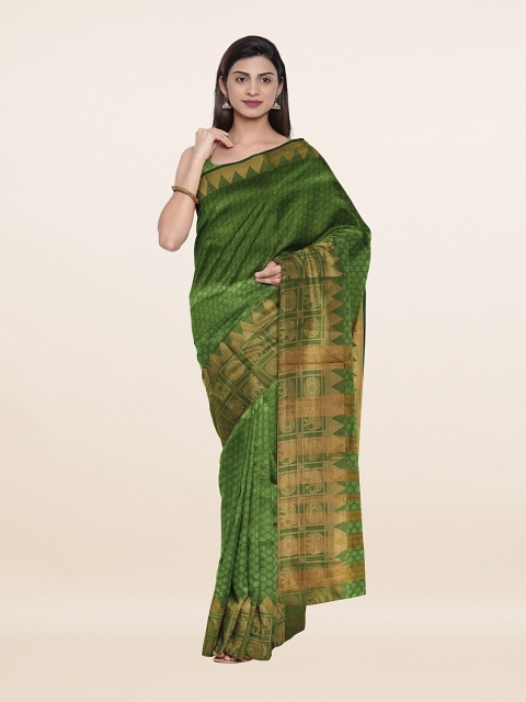 

Pothys Green & Gold-Toned Ethnic Motifs Zari Saree