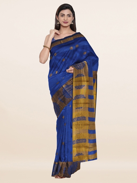

Pothys Blue & Gold-Toned Woven Design Saree