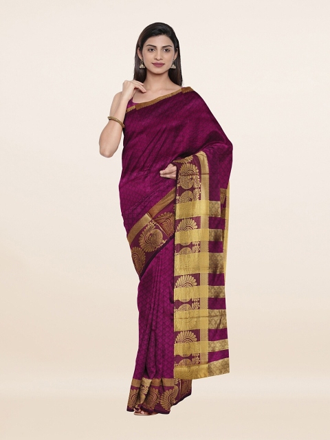 

Pothys Violet & Gold-Toned Woven Design Zari Saree