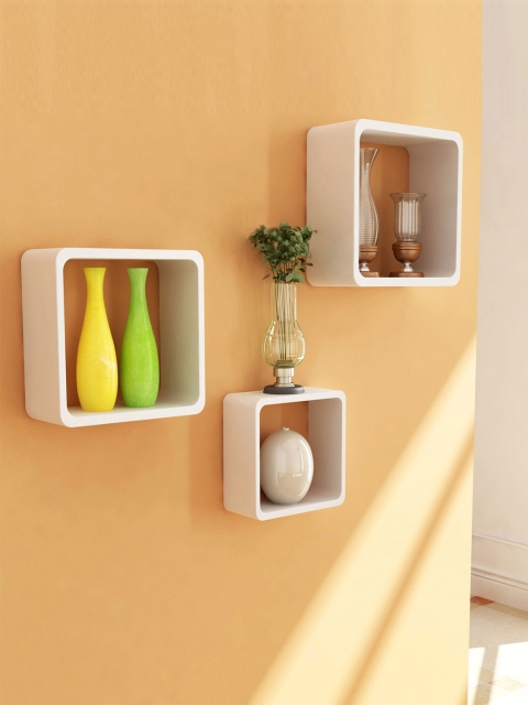 

Home Sparkle Set of 3 White Cube Wall Shelves