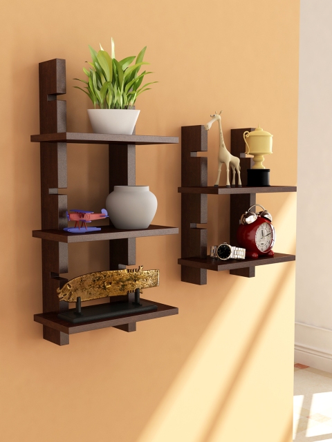 

Home Sparkle Set of 2 Brown Ladder Wall Shelves
