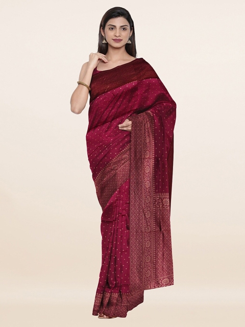 

Pothys Purple & Gold-Toned Woven Design Zari Saree