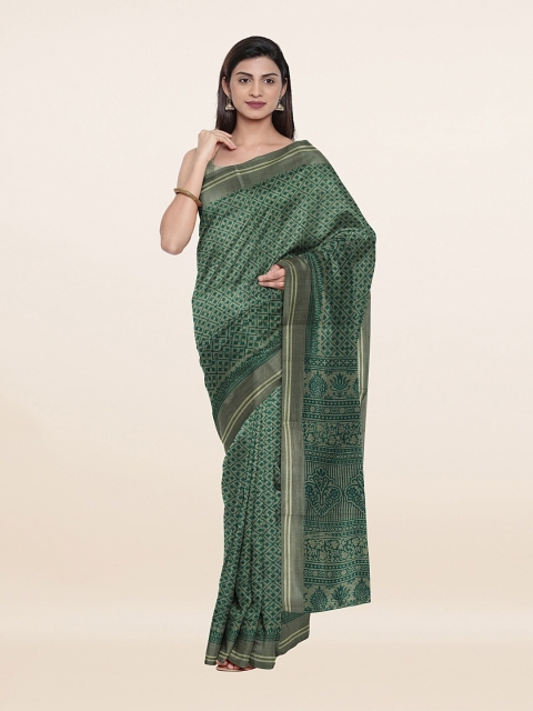 

Pothys Green Ethnic Motifs Cotton Blend Saree