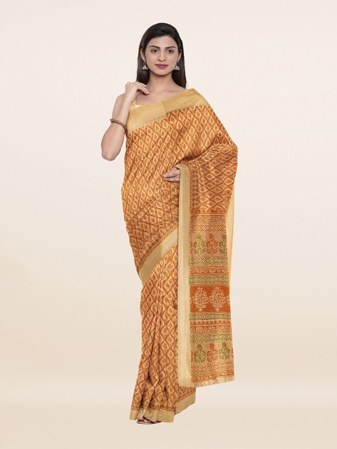 

Pothys Yellow & Green Ethnic Motifs Saree with Unstitched Blouse Piece