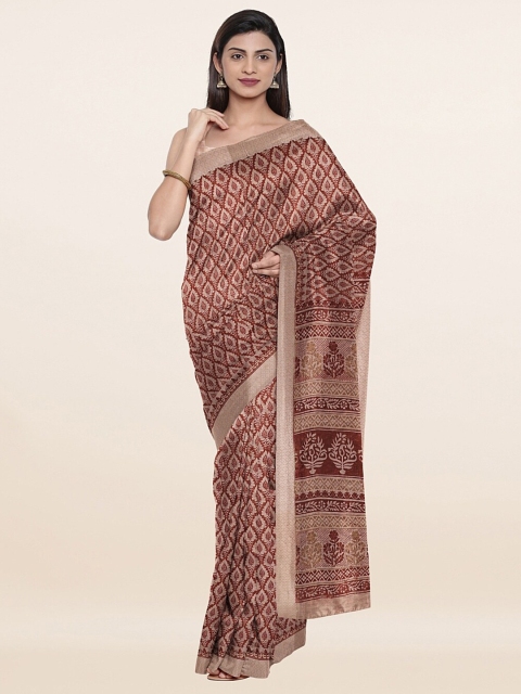 

Pothys Brown & Beige Ethnic Motifs Cotton Blend Saree