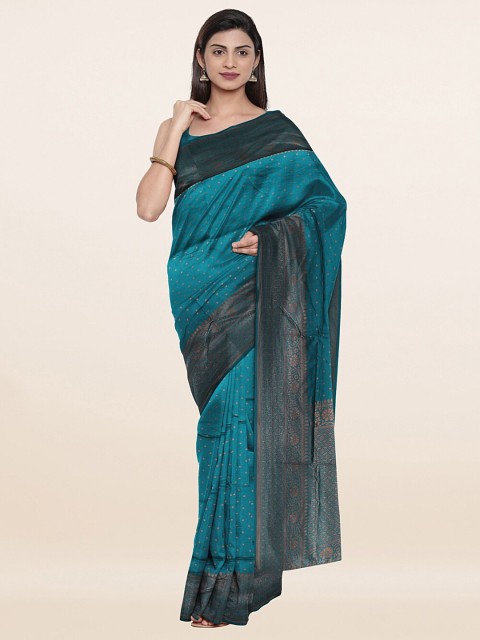 

Pothys Green & Gold-Toned Woven Design Saree