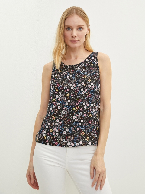 

LC Waikiki Black & Blue Floral Print Top