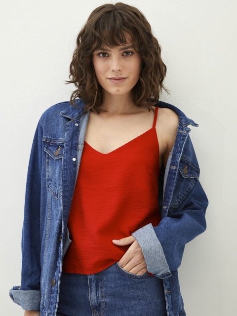 

LC Waikiki Red Solid Top with Shoulder Straps