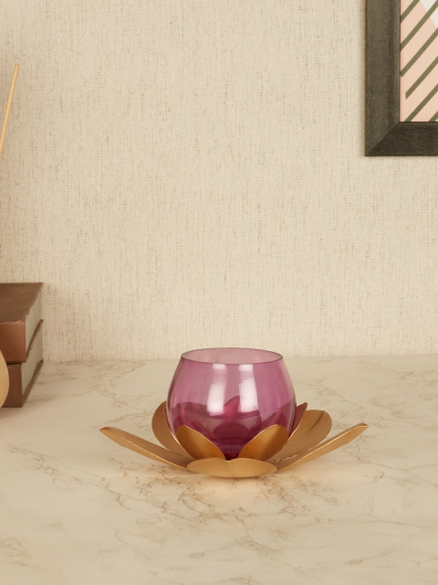 

HomeTown Purple & Gold Handi Shape Candle Holder