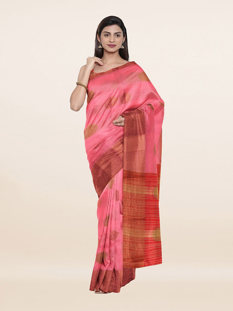 

Pothys Women Pink & Red Woven Design Zari Saree