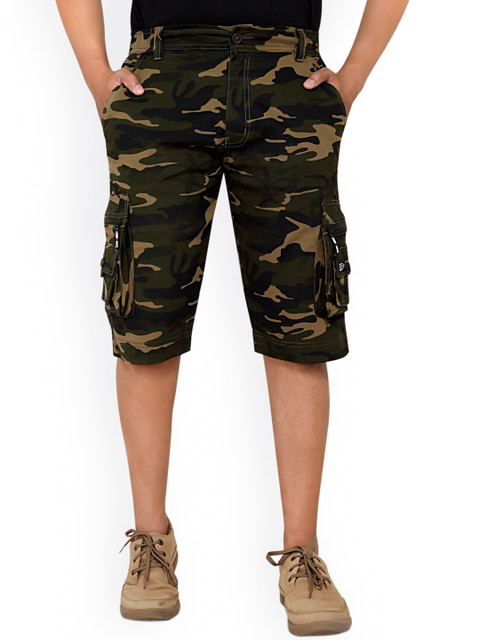 

AEROCRAFT Men Multicoloured Camouflage Printed Cargo Shorts, Multi