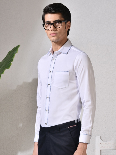 

ABKASA Men White Sharp Slim Fit Casual Shirt