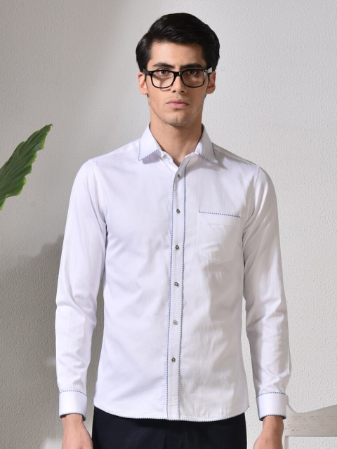 

ABKASA Men White Sharp Slim Fit Casual Shirt